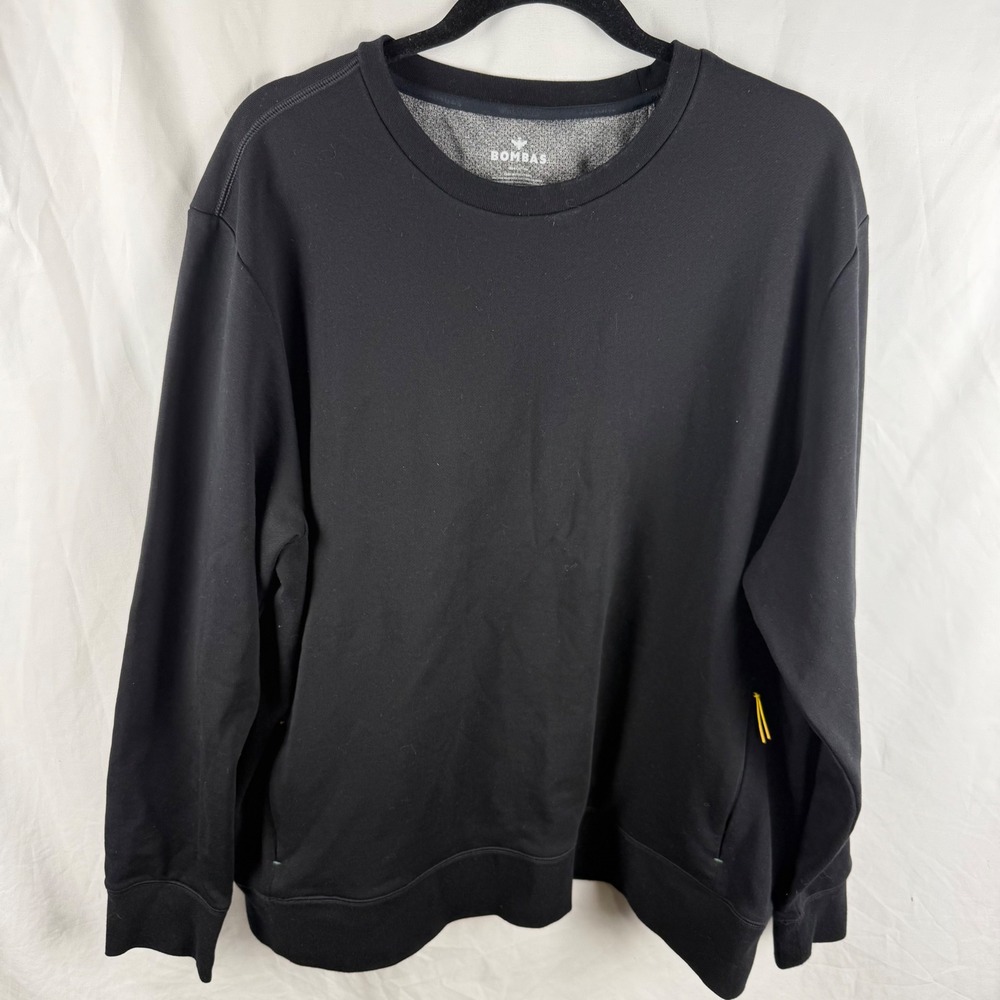 Bombas Men's Black Cotton Sweatshirt Zip Pockets XL Minimalist Basic Classic